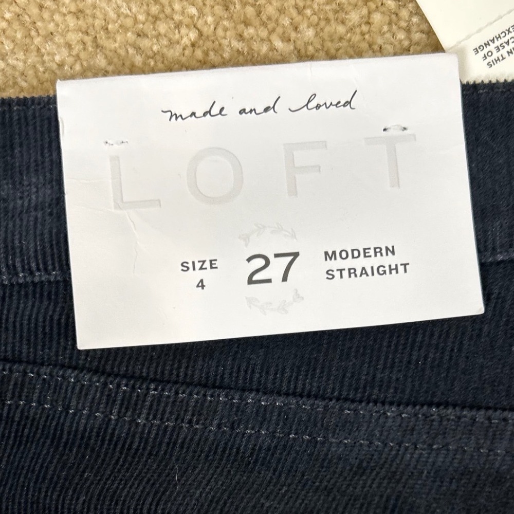 Loft Modern Straight Corduroy Pants Black Womens Size 4 / 27 NWT - Picture 9 of 12